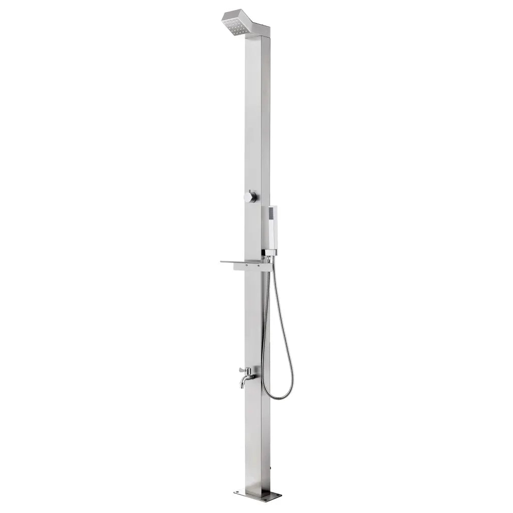 Doccia da Giardino con Base Marrone 225 cm in Acciaio Inox CFW2114717