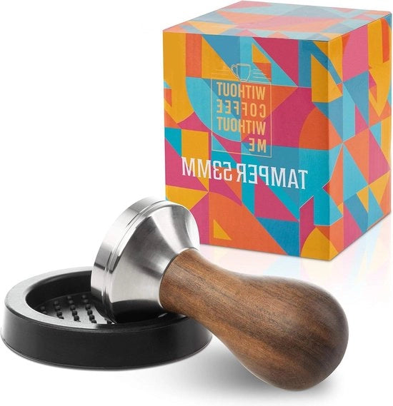 Set di tampone espresso premium 53 mm acciaio inossidabile vero legno esperienza completa con matita tampone corrispondente