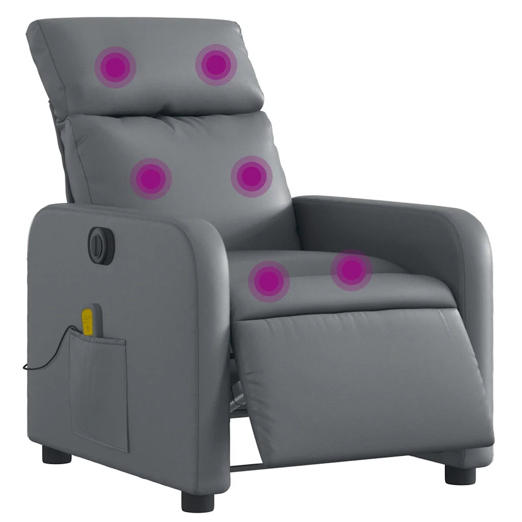 Divano Sedia-Poltrona Massaggiante Elettrica Reclinabile Grigio Similpelle 212240