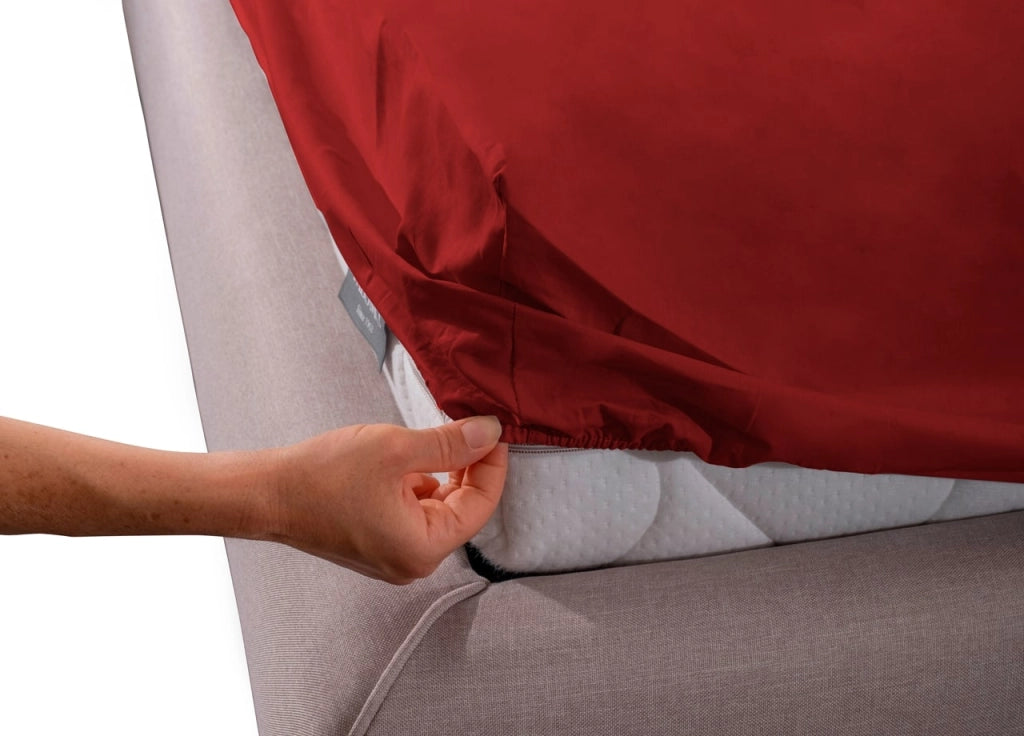 Lenzuola Sotto Con Angoli In 100% Cotone In Tinta Unita - Singolo - Rosso