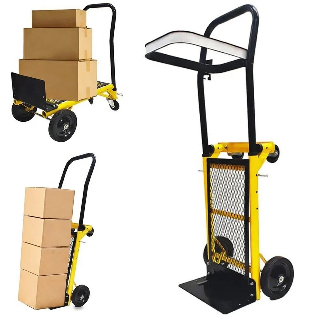 Carrello Multifunzione Portatutto Carico Massimo 120 kg Piattaforma Carrello Porta Pacchi in Acciaio Giallo