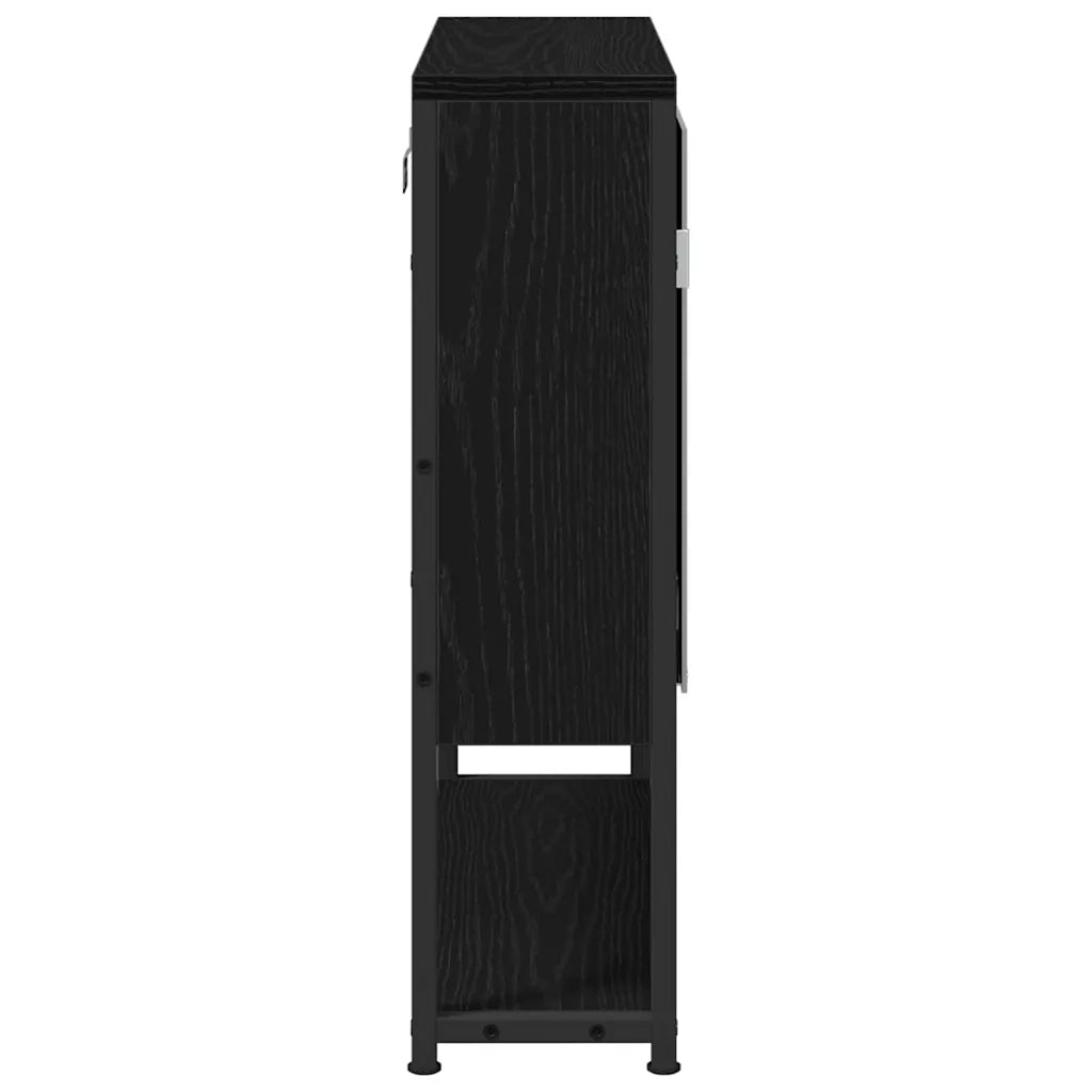 Mobiletto per specchio con porta Rovere Nero 60 x 16 x 60 cm 862225