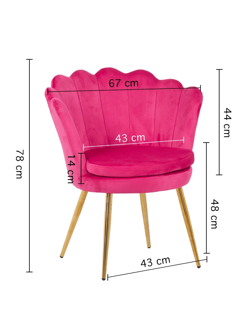 Poltrona Conchiglia Camera da Letto in Velluto Design Moderno Maddina Ciliegia