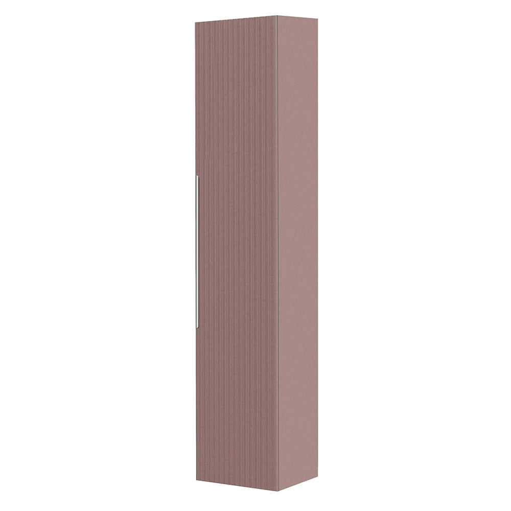 Pensile bagno sospeso 150 cm rosa cannettato con anta e ripiani Zena