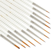 Set di pennelli dettagli - 12 pezzi per modelli miniaturistici - setole a pennello sottili con pelo di nylon per acrilico, aquarello, olio e guazzo (bianco)