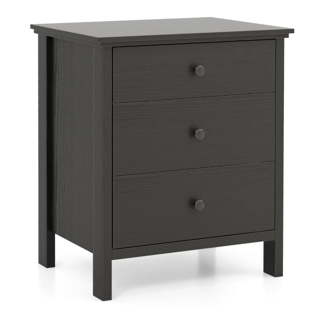 Comodino con 3 cassetti 56 x 45 x 66 cm ampio spazio di archiviazione design moderno in MDF nero 20_0014021