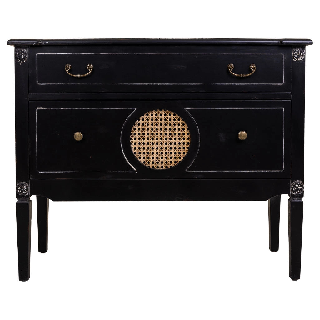 Cassettiera in legno nero 88x38x72h
