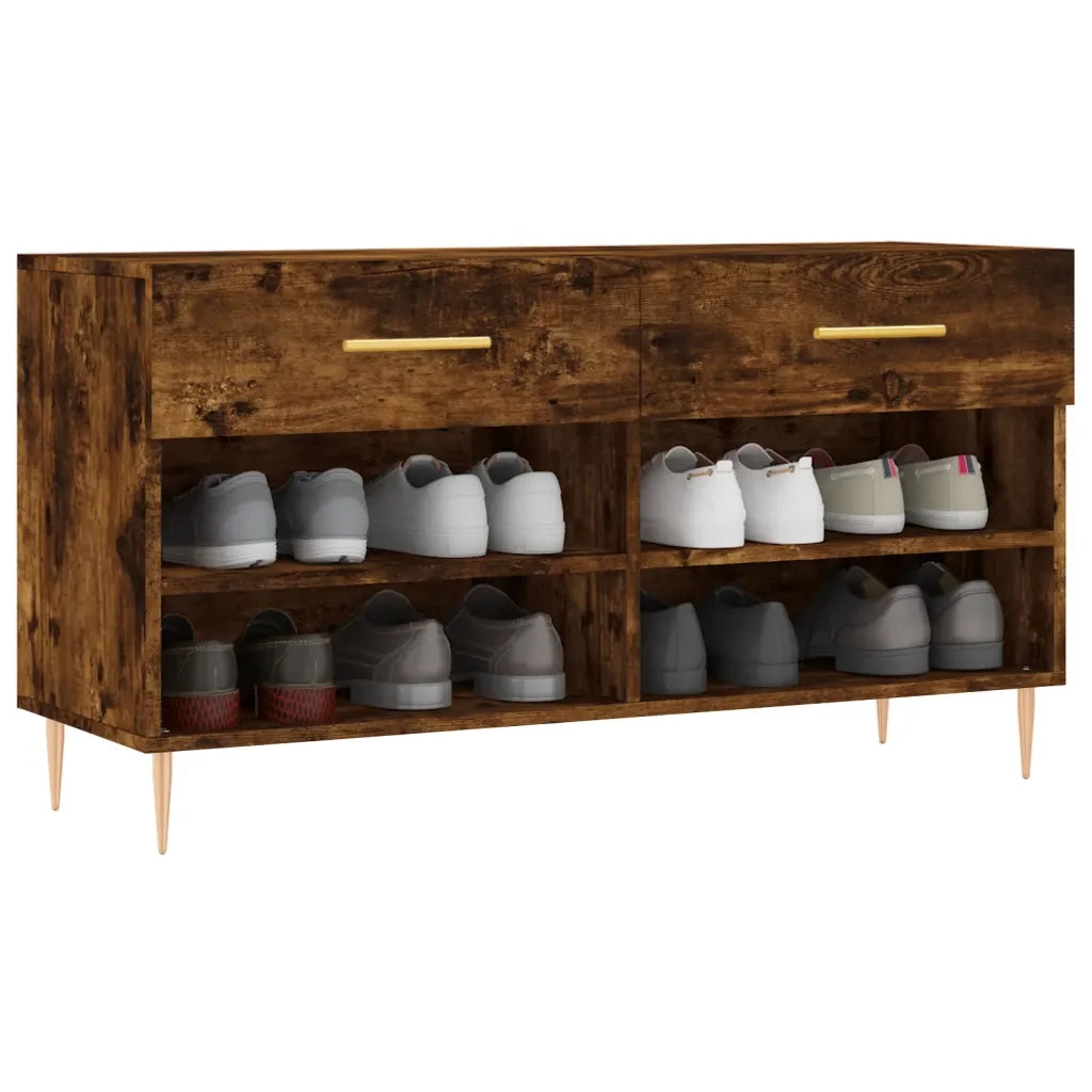 Panca Porta Scarpe | Scarpiera | Mobile per scarpe Rovere Fumo 102x35x55 cm Legno Multistrato