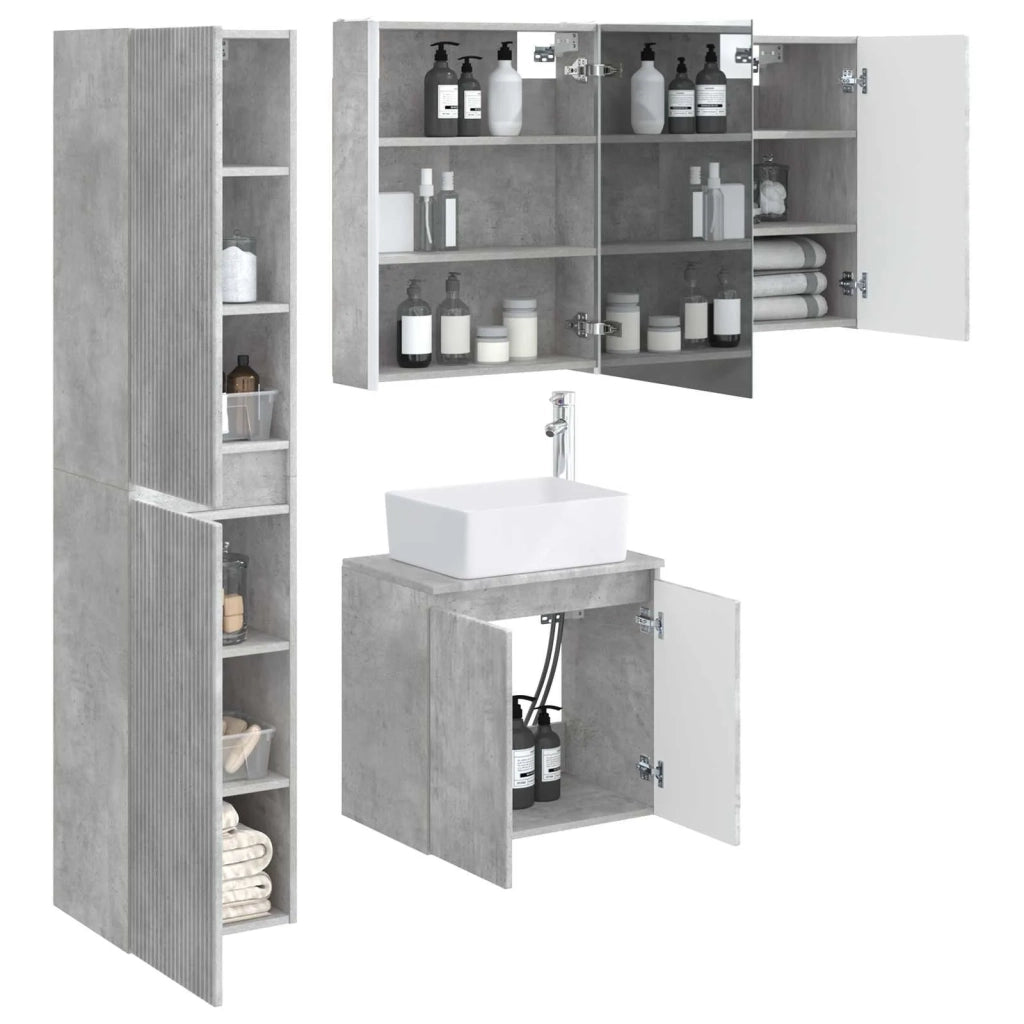 Set di Armadi da Bagno 5 pcs Grigio Cemento 53 x 15,5 x 70 cm 3407330