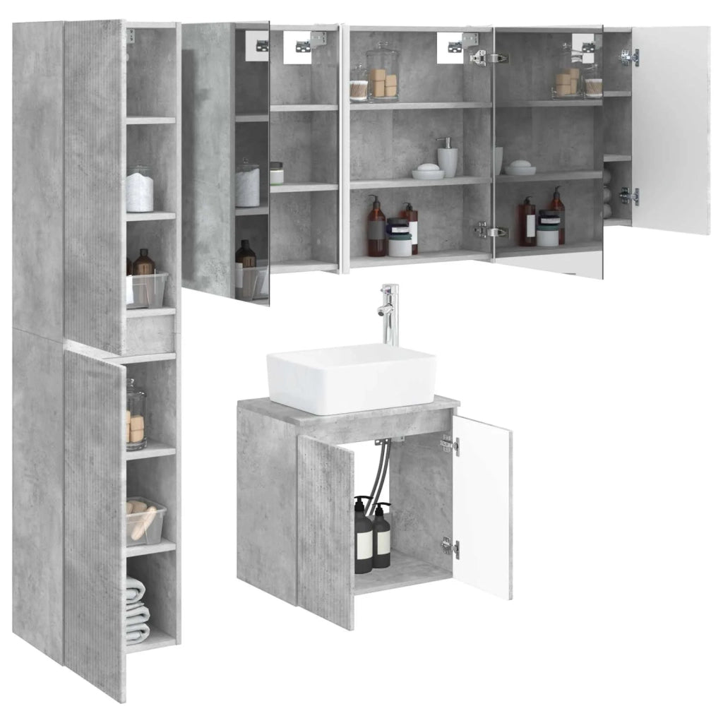 Set di Armadi da Bagno 5 pcs Grigio Cemento 53 x 15,5 x 70 cm 3407330