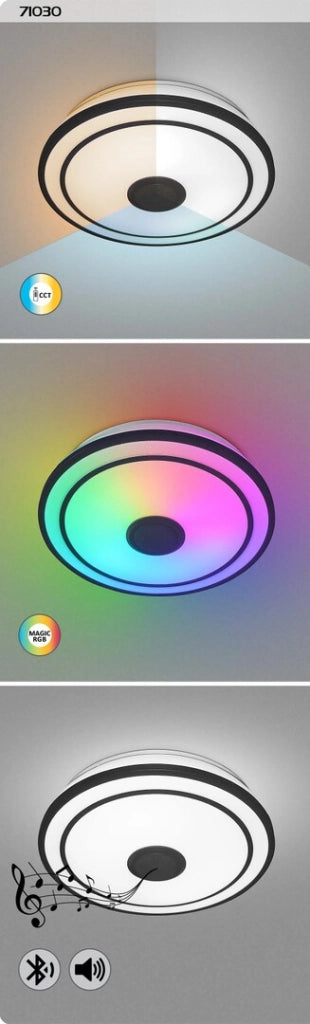 Plafoniera LED RGB Bluetooth Rabalux Nikolaus 39,5cm nera