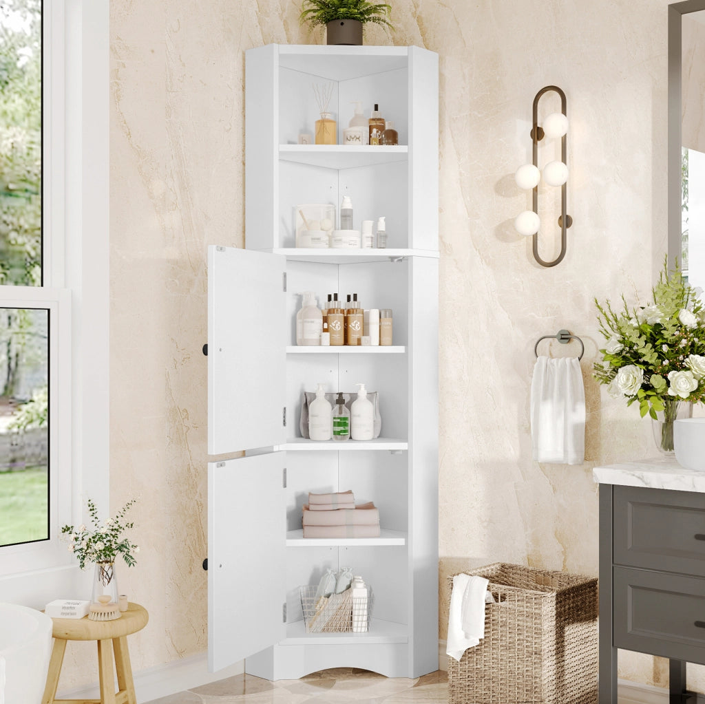 Mobile bagno triangolare in MDF bianco