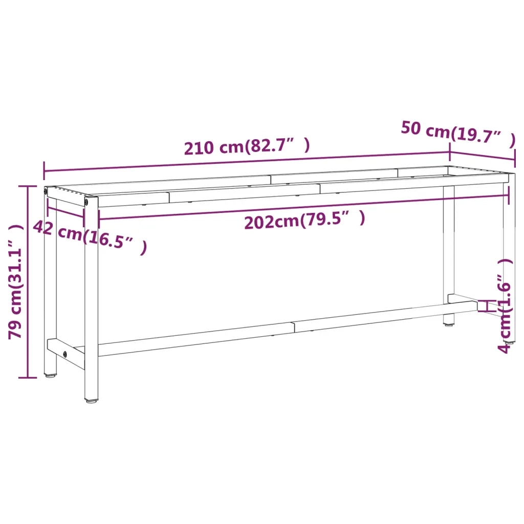 Telaio Banco da Lavoro Nero e Rosso Opaco 210x50x79 cm Metallo CFW8305514