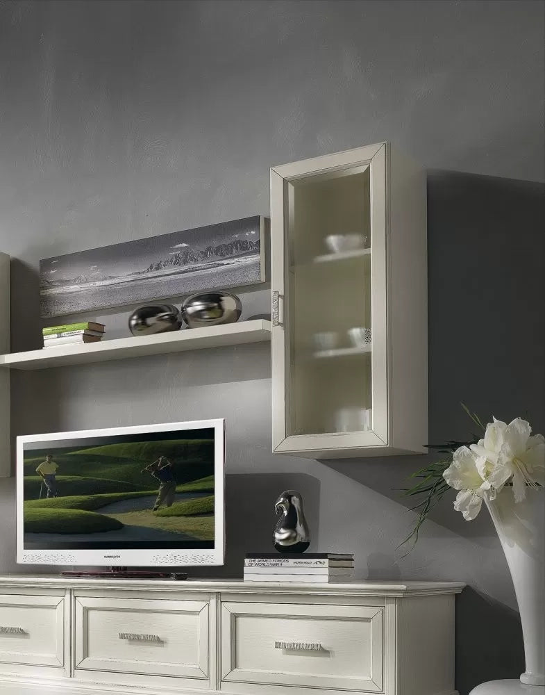 Parete attrezzata porta tv in legno shabby bianco l.245 - Mobili 2G