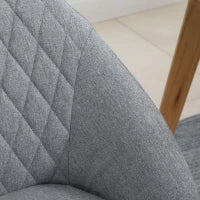 Set di 2 Sedie da Pranzo Design Scandinavo - Gambe affusolate in legno di faggio - Seduta Schienale braccioli ergonomici Lino Grigio