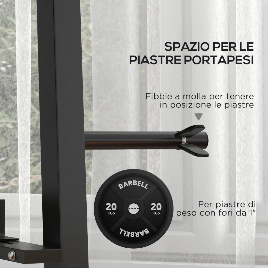 Rack per Manubri e Kettlebell in Acciaio con 4 Aste Regolabili ¨C zephmum ¨C Nero, 131x75x80 cm