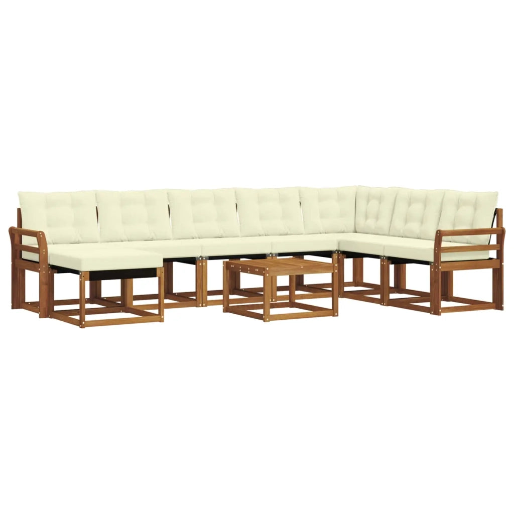Set di divani da esterno con cuscino 9 pcs Naturale e Crema 3368977