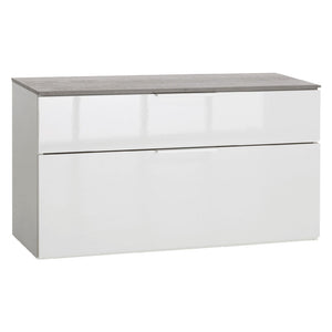 panca doppio cassetto linea 'galaverna' cm. 35 x 90 x h.50 - cemento/bianco cod:ferx.7950290nlm