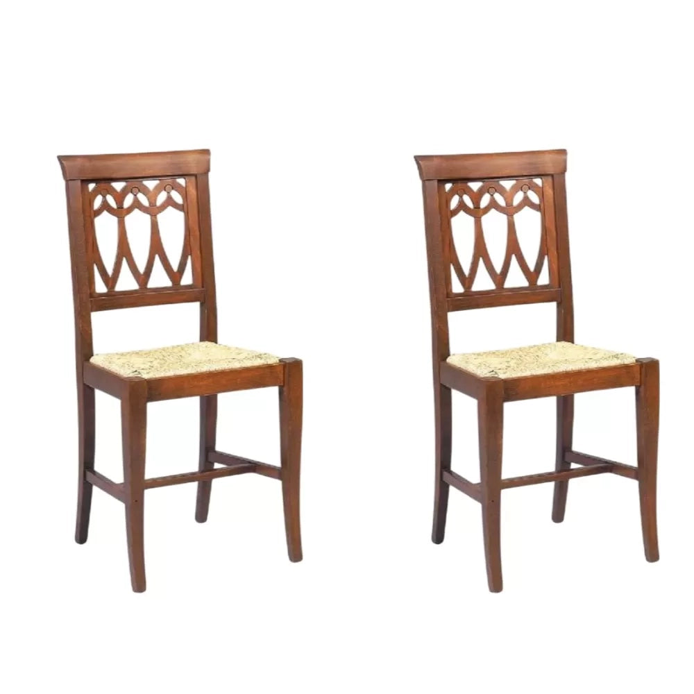 Set 2 sedie legno seduta paglia arte povera tinta noce - Mobili 2G