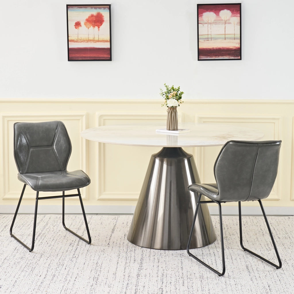 SEDIA da pranzo Set da 2 pezzi in similpelle Grigio con struttura in metallo