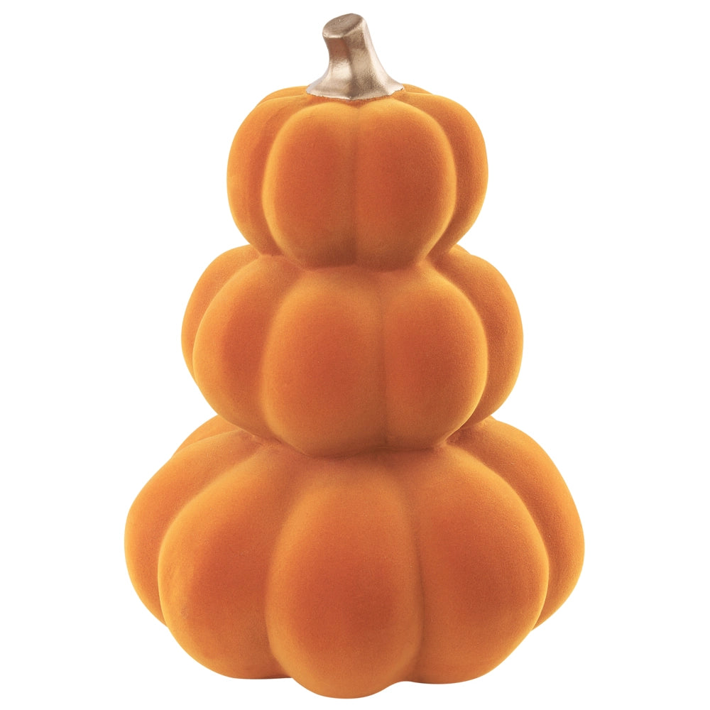 Statuetta ceramica e velluto arancione e oro 33 cm zucca fatta a mano soggiorno camera da letto