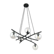 Lampadario Emibig ESSA 5 luci nero vetro trasparente