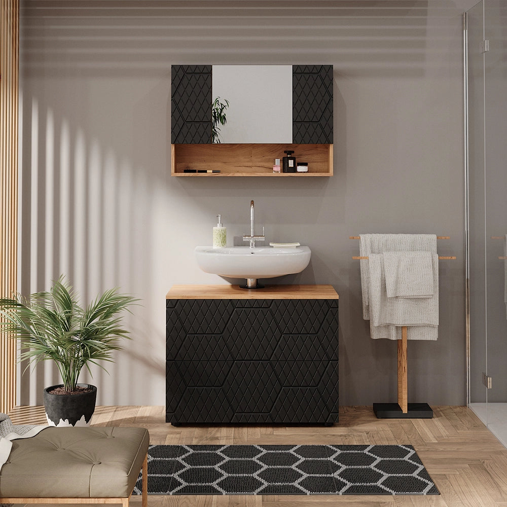 Vicco Set mobili bagno Antracite con struttura a nido d'ape 2 parti, base 80 cm