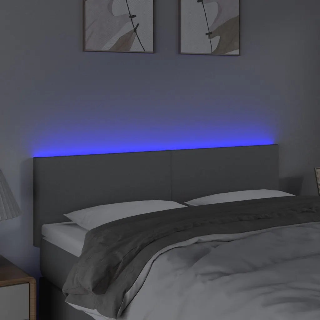 Testiera | Testata a LED Grigio Chiaro 144x5x78/88 cm in Tessuto