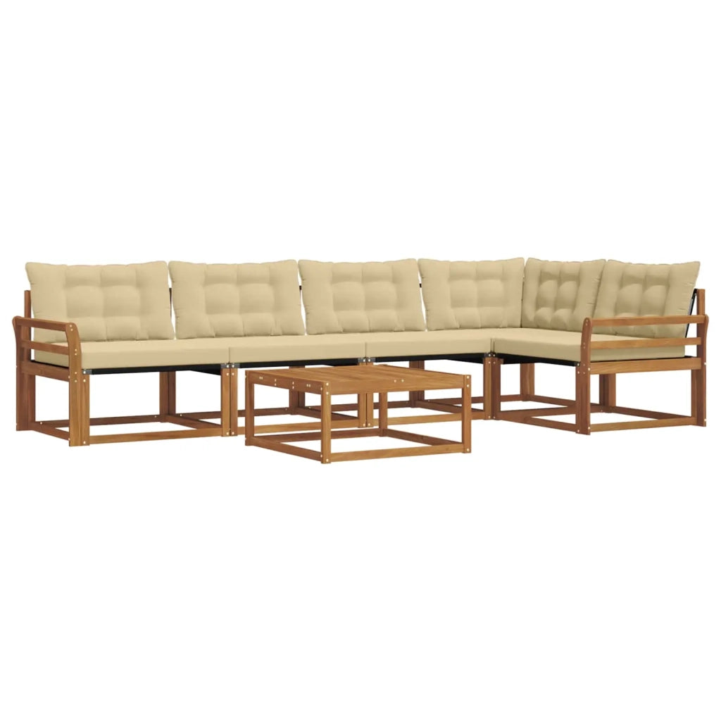 Set di divani da esterno con cuscino 6 pcs Naturale e Beige