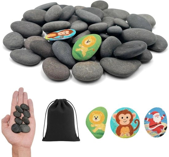 Set di pietre da disegno 48 pezzi - Pietre granulite 3 cm - Pietre decorative - Idonee per la pelle - Sicure per i bambini - Pietre per disegno