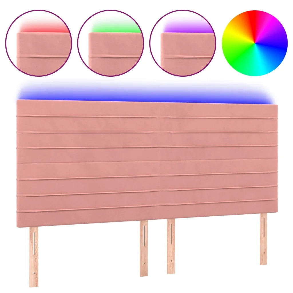 Testiera a LED-Testata con LED Rosa 180x5x118/128 cm in Velluto 908012