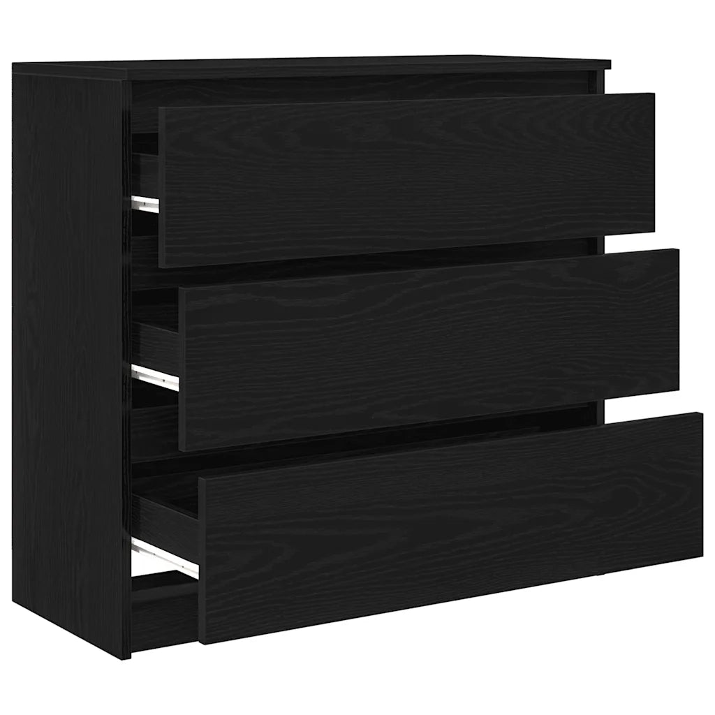 Credenza-Buffet-Armadio da cucina Rovere Nero 80x35x76 cm in Legno Multistrato