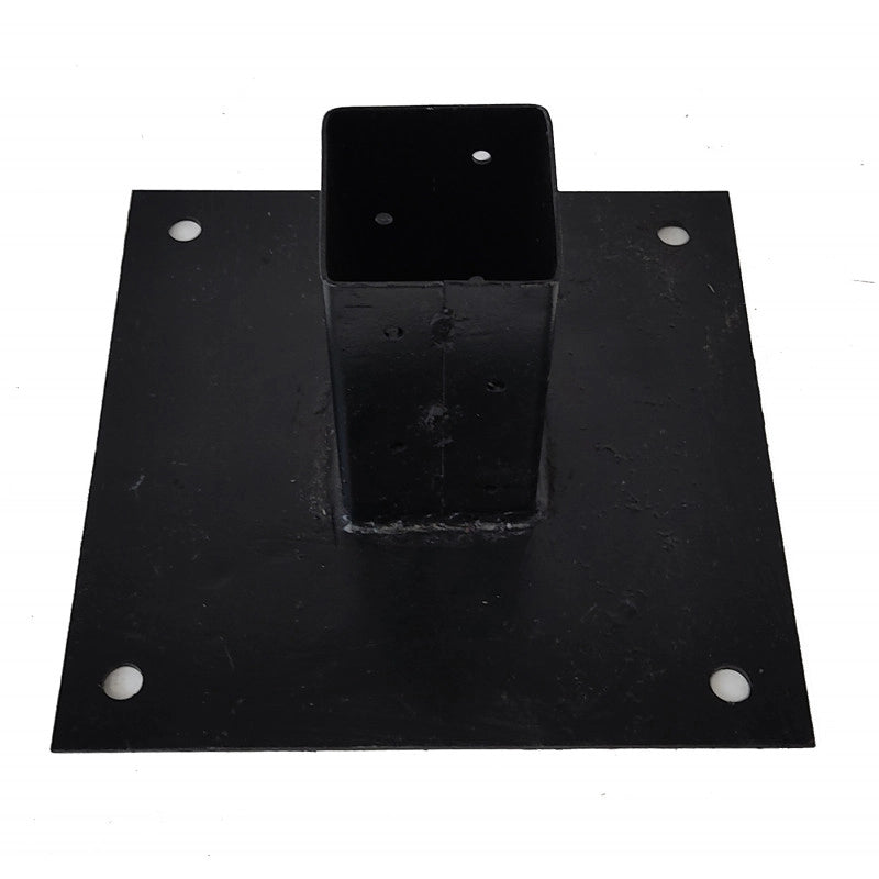 Porta palo per pavimento nero acciaio zincato 6x6x12 cm - supporto fissaggio pali legno cemento terrazzo giardino