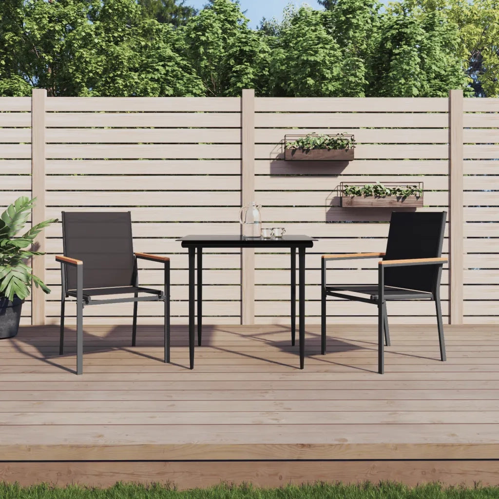 Set da Pranzo da Giardino 3 pz Nero in Textilene e Acciaiocod mxl 76623