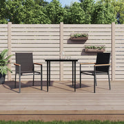 Set da Pranzo da Giardino 3 pz Nero in Textilene e Acciaiocod mxl 76623