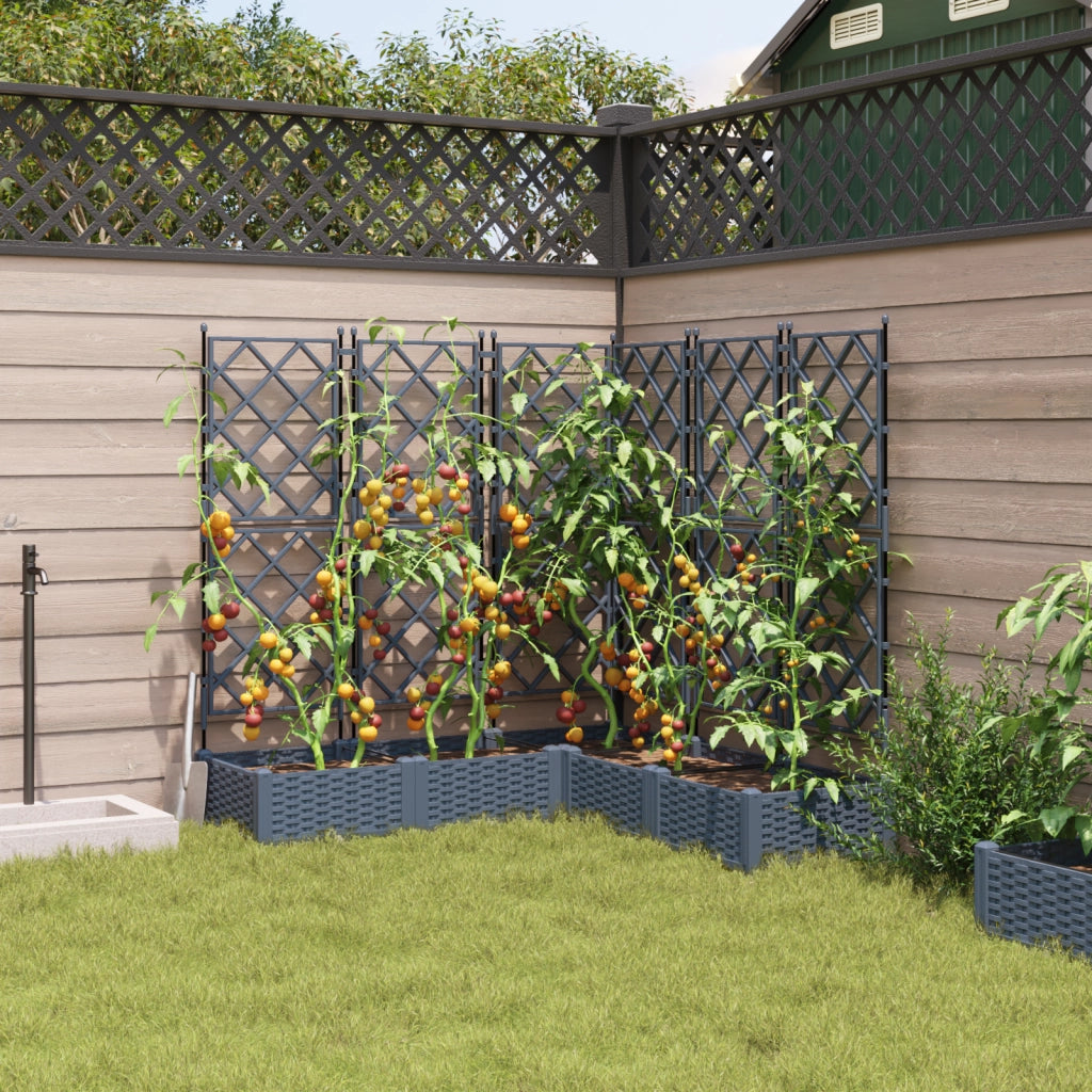 Vaso da Giardino con Trellis 5 pz Grigio Chiaro 120x120x125.5 cm