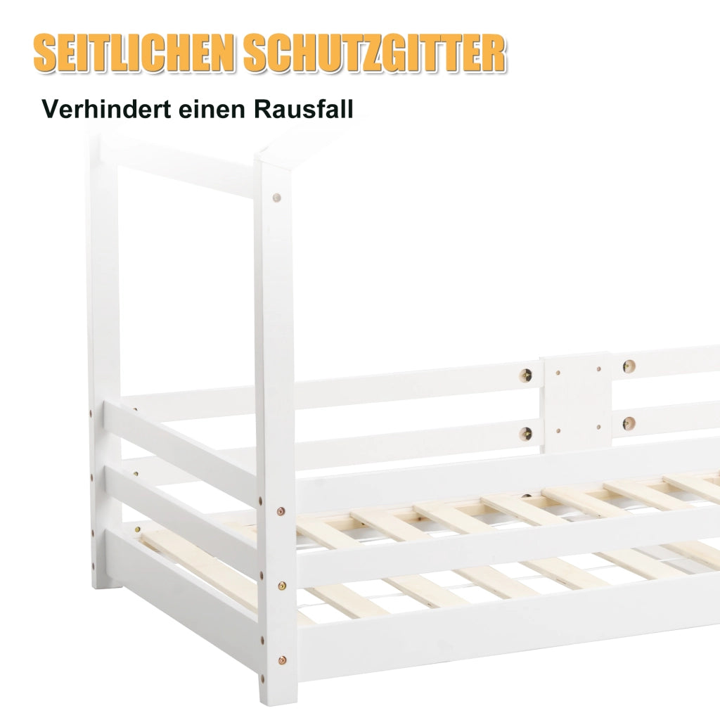 LETTO a Casetta per Bambini 90x200 cm Legno Massello Bianco