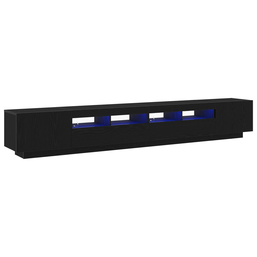 Mobile TV  con luci LED Rovere Nero 260x35x40 cm in Legno ingegnerizzato