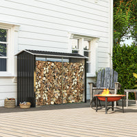 Legnaia con Struttura con Base Rialzata 240x 86x160 cm in Acciaio Galvanizzato Nero