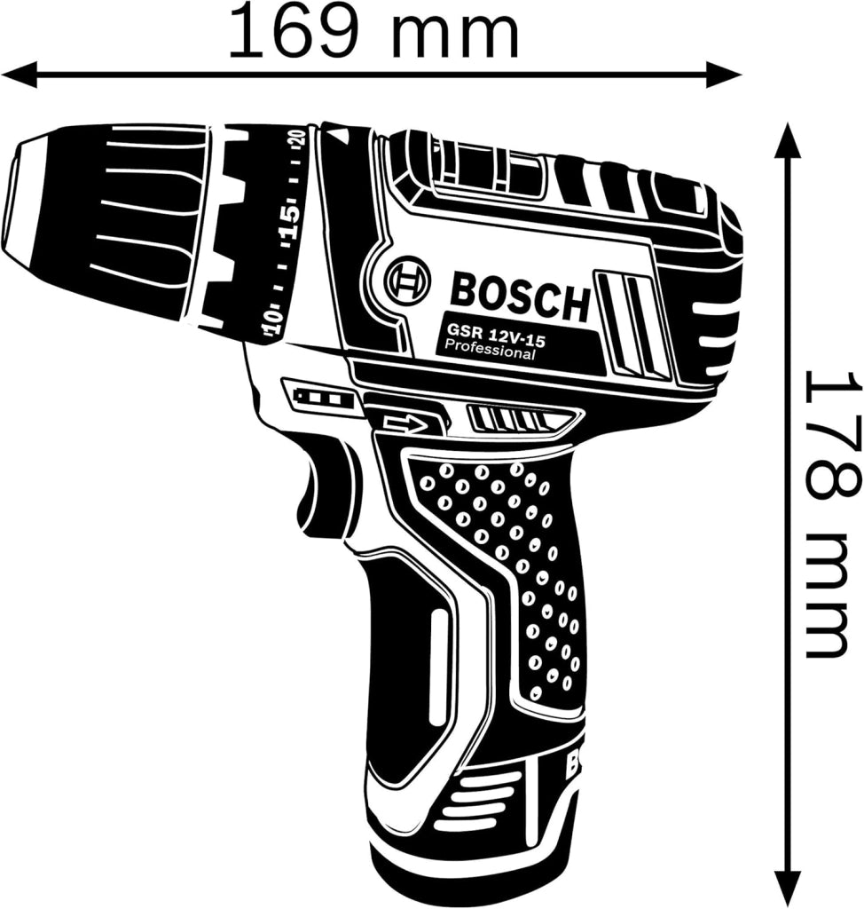 Bosch Professional Sistema 12V Trapano Avvitatore GSR 12V-15, Incl. Batteria 2x2.0 + Caricabatterie, Set Accessori 39 Pz., In Borsa, Amazon Exclusive Set
