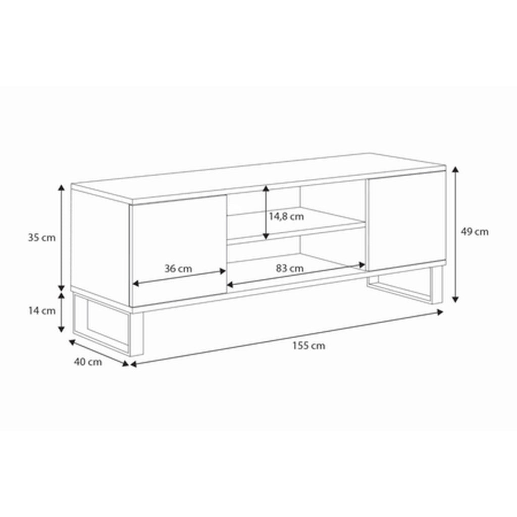 Mobile porta TV Focus 155 cm in rovere artisan e metallo