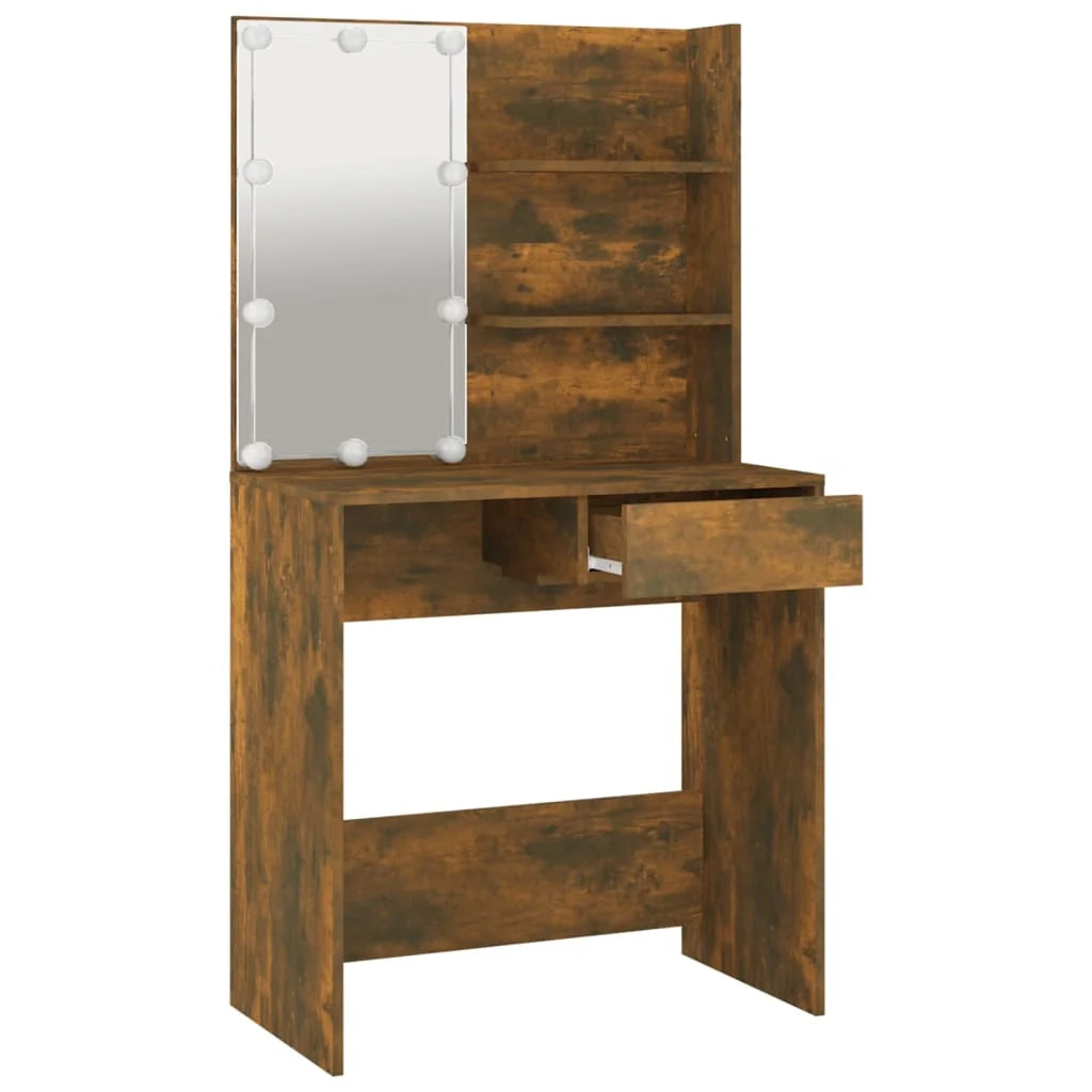 Toeletta tavolo da trucco di design mobile da camera da letto con illuminazione a LED 74,5 x 40 x 141 cm rovere 02_0006284