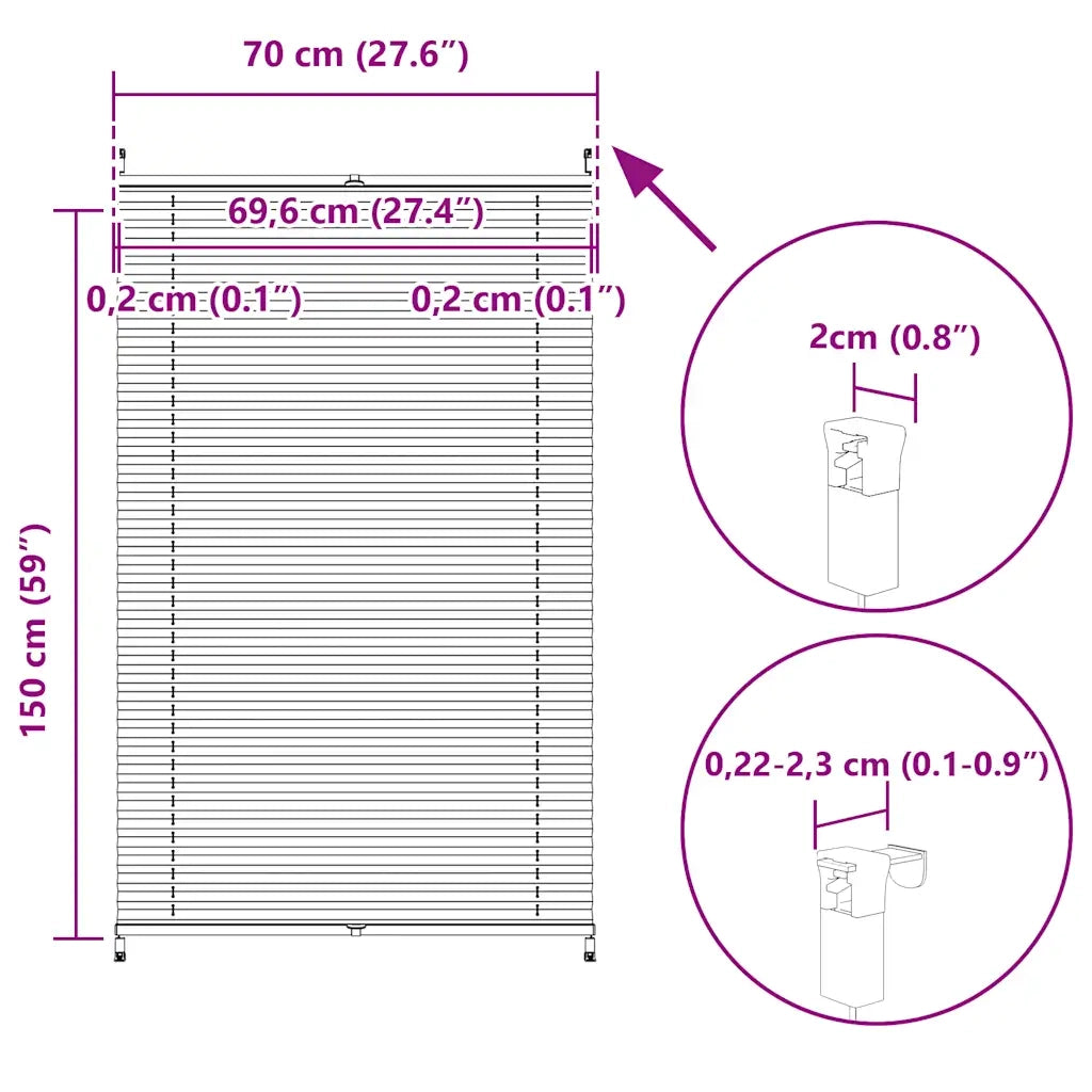 Tenda plissè 70x150cm Crema 240631