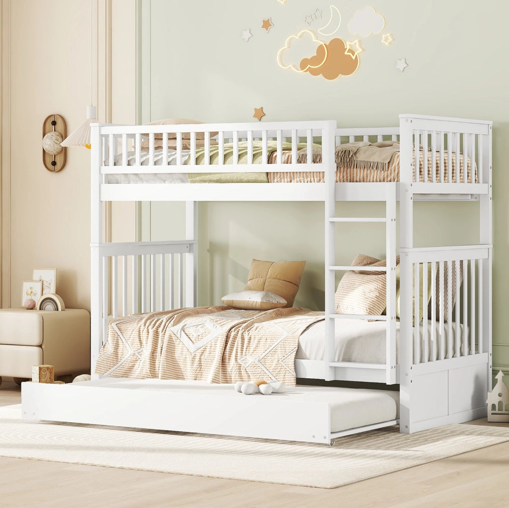 Letto a castello 90x200 cm con letto estraibile; in pino e MDF