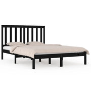 Letto matrimoniale | Letto per adulti | Giroletto Nero in Legno Massello di Pino 140x190 cm