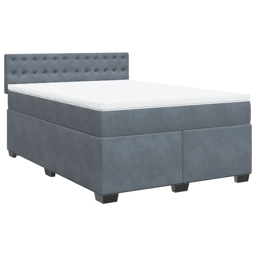 Giroletto a Molle con Materasso Grigio Scuro 140x190 cm Velluto 3286319