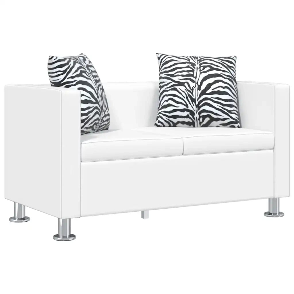 Divano a 2 Posti in Similpelle Bianco   cod mxl 13816