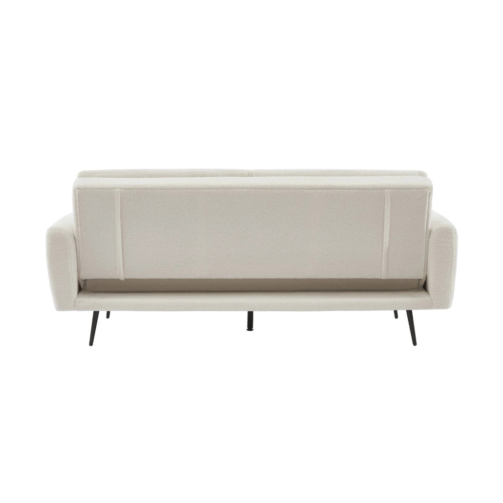 Divano letto in bouclé, 2–3 posti, crema
