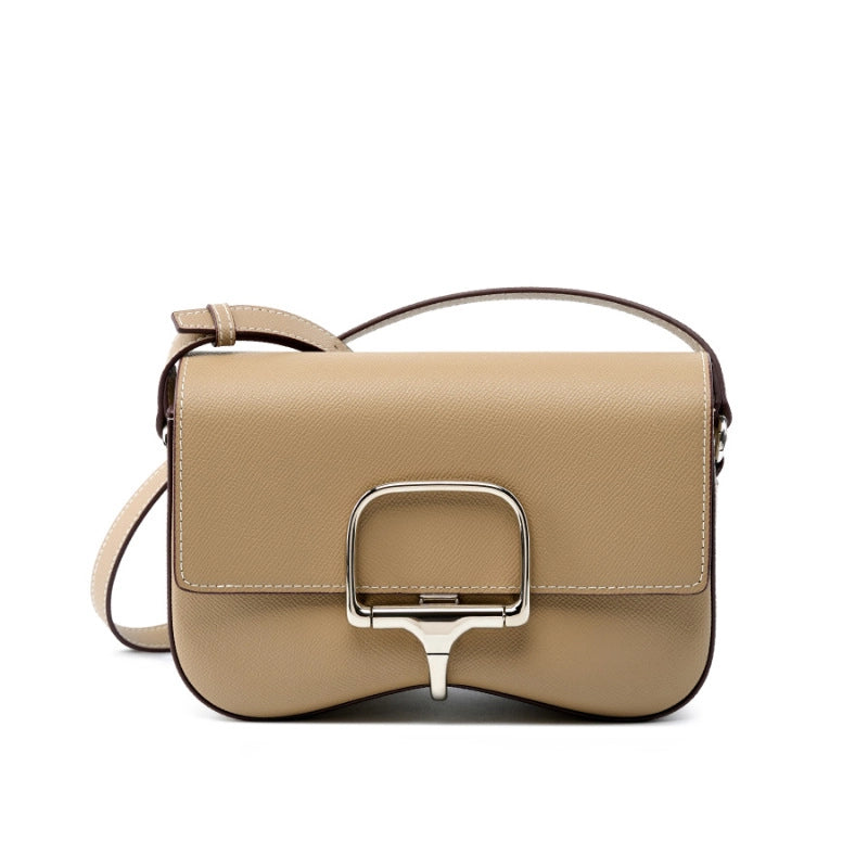 Borsa a tracolla Della da donna in vera pelle, colore grigio.