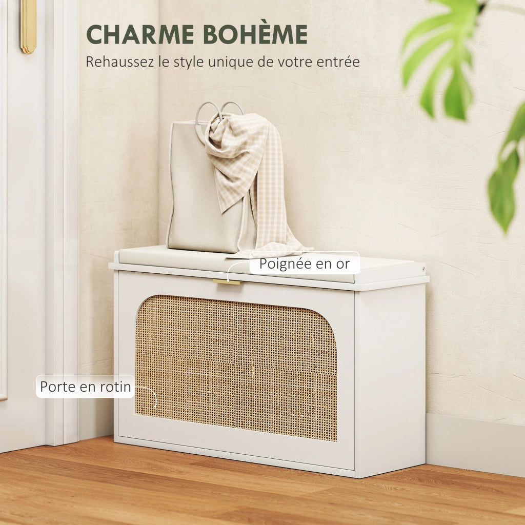 Panca con scarpiera e cassetto ¨C zephmum ¨C bianco 80x47.5x26 cm